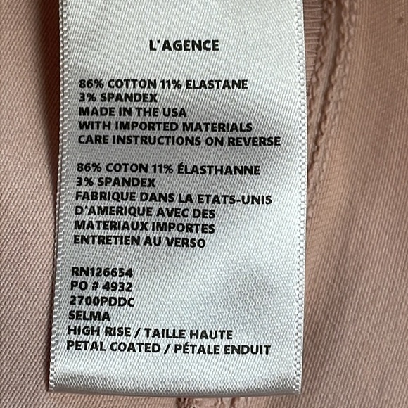 L’Agence Selma High Rise Bootcut Jeans Petal Coated Pink Sz 23 - Picture 9 of 13